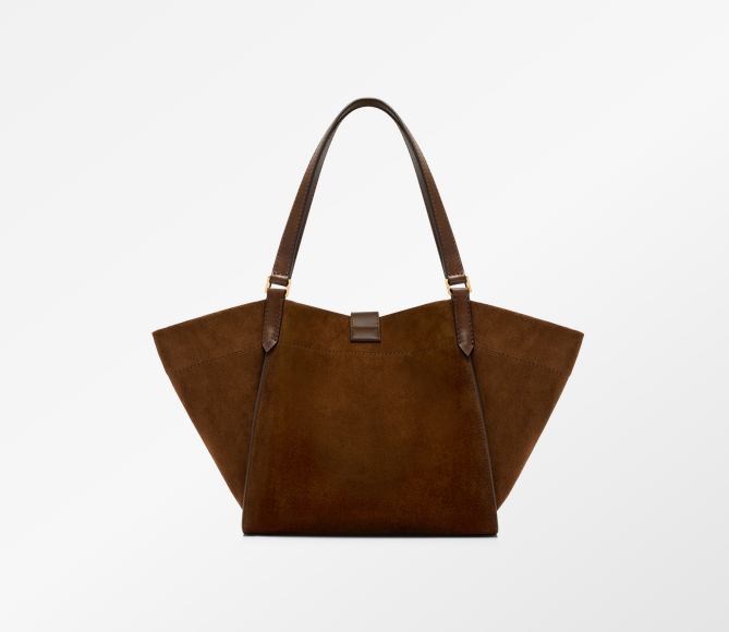 SUEDE AND LEATHER TARA MEDIUM TOTE