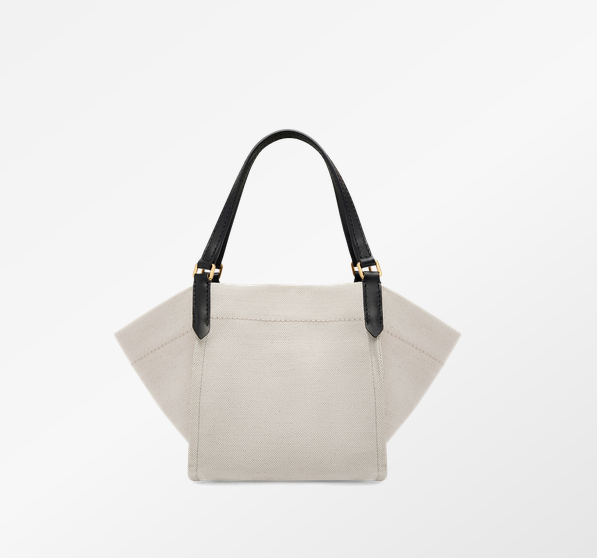 COTTON CANVAS AND SMOOTH LEATHER AMALFI SMALL TOTE