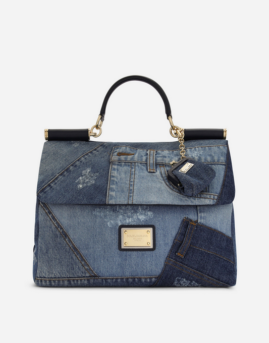 Large patchwork denim Sicily soft bag