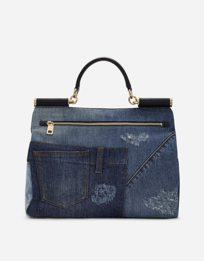 Large patchwork denim Sicily soft bag