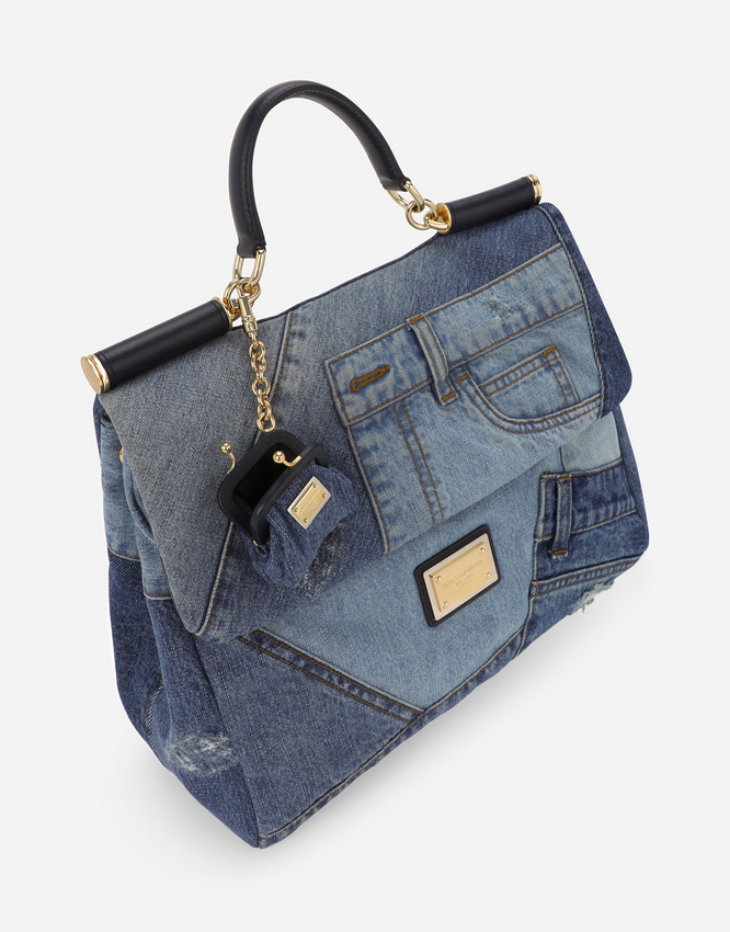 Large patchwork denim Sicily soft bag