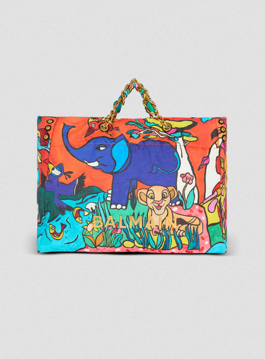 Disney x Balmain: The Lion King - 1945 Soft XXL tote bag with Enfant Précoce print