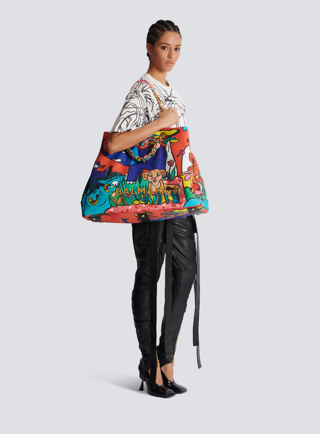 Disney x Balmain: The Lion King - 1945 Soft XXL tote bag with Enfant Précoce print