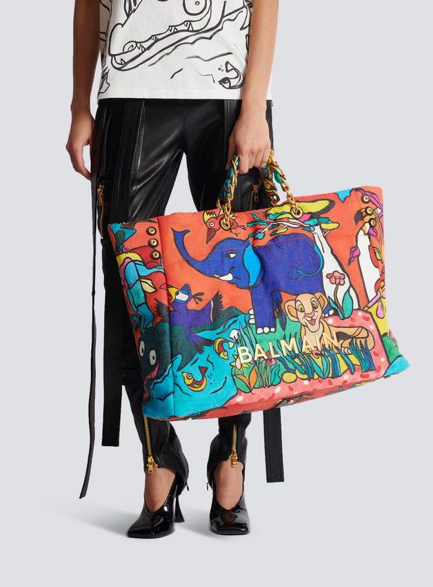 Disney x Balmain: The Lion King - 1945 Soft XXL tote bag with Enfant Précoce print